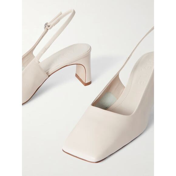 Aeyde Eliza Leather Slingback Pumps - 7 - Cream - Picture 3 of 4